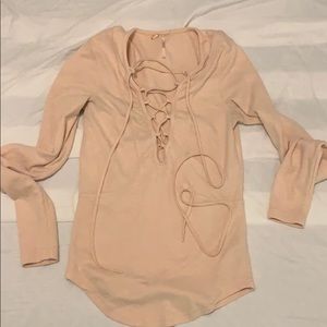 Free People Long Sleeve Blush Tie Top